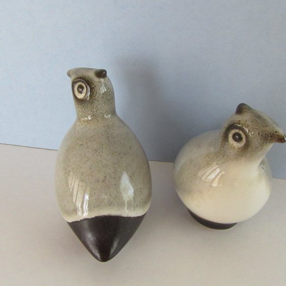 Gray partridge ceramic bird Christmas figurines - Picture 5 of 7
